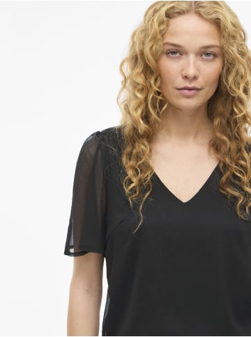 Vila Kurzarmbluse VIFalia in schwarz