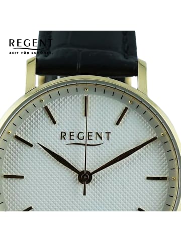 Regent Armbanduhr Regent Lederarmband schwarz extra groß (ca. 39mm)