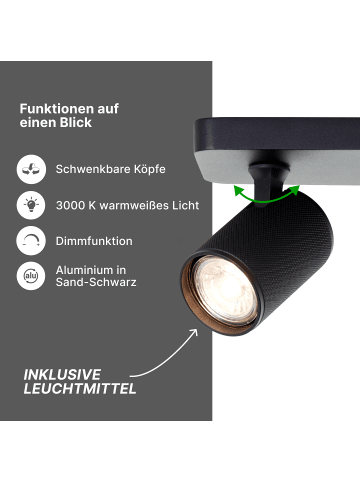 Brilliant Marty LED-Deckenstrahler – 3-flammig, schwenkbar, dimmbar, Warmweiß