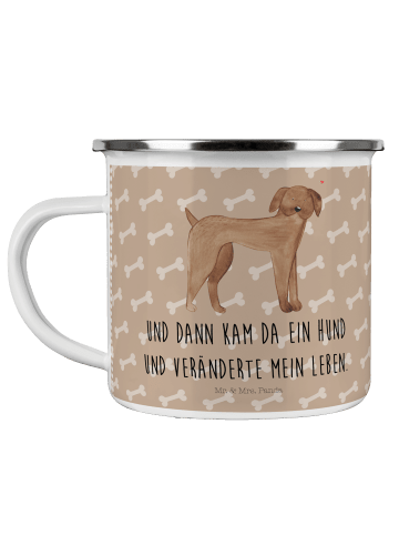 Mr. & Mrs. Panda Camping Emaille Tasse Hund Dogge mit Spruch in Hundeglück