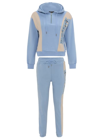 Tom Barron Trainingsanzug Tracksuit With Zipper Top And Emboidery Aplique Design in blau