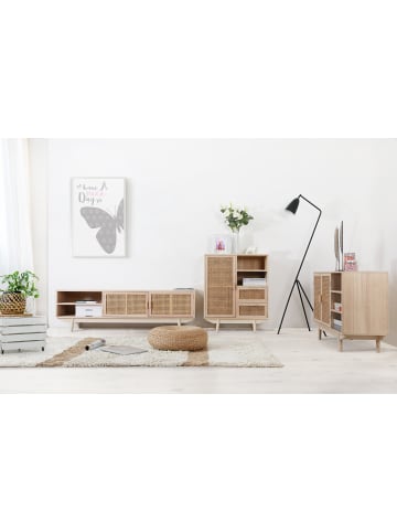 SalesFever Sideboard 70 cm im skandinavischen Design mit Rattan-Front und Stauraum in Natur