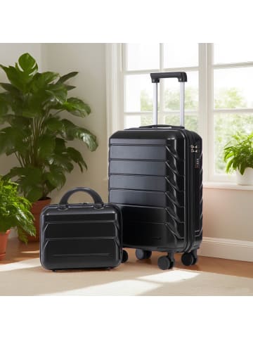 ABRIHOME Kofferset Hartschale mit Kosmetiktasche in Schwarzer