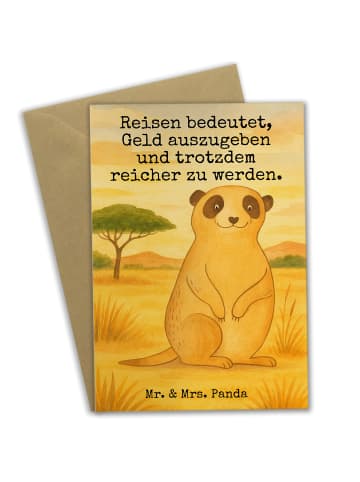 Mr. & Mrs. Panda Grußkarte Erdmännchen Design mit Spruch in Weiß