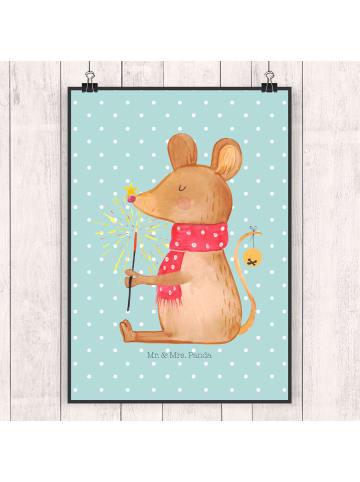 Mr. & Mrs. Panda Bild Maus Weihnachten ohne Spruch in Türkis Pastell