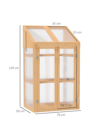 Outsunny Gewächshaus 70L x 50B x 120H cm Braun