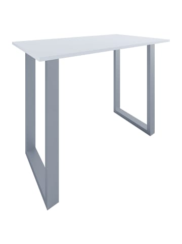 ebuy24 Bartisch Xona silberfarben Weiß 140 x 80 cm