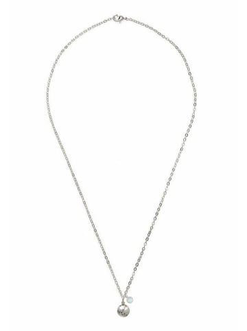Gemshine Kette mit Anhänger 3-D Welt Globus Weltkugel CHALCEDON in silver coloured