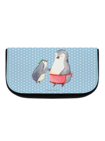 Mr. & Mrs. Panda Kosmetiktasche Pinguin mit Kind ohne Spruch in Blau Pastell