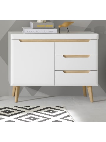 Furn.Design Sideboard weiß, Eiche, skandinavisch 107 cm, Kommode mit Soft-Close-Funktion