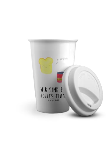 Mr. & Mrs. Panda Kaffeebecher Toast Marmelade mit Spruch in Weiß