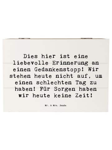 Mr. & Mrs. Panda Holztruhe Spruch Freude Erleben mit Spruch in Weiß