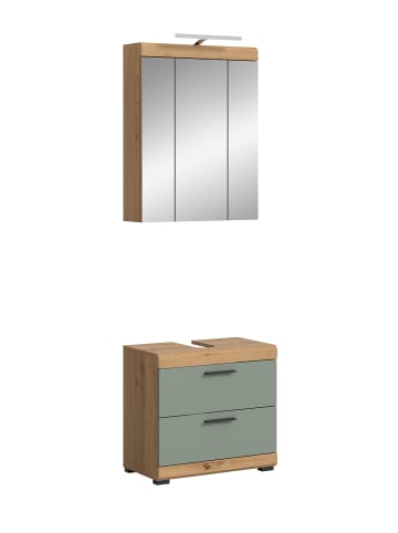 xonox.home Badkombination in Artisan Eiche/Salbei - (B) 60 x (H) 191 x (T) 37