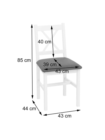 MCW 4er-Set Esszimmerstuhl F77, Natur, Polster grau