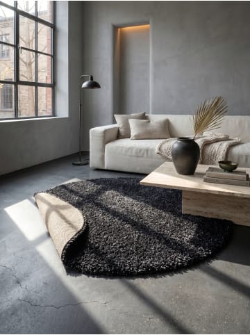 KADIMA DESIGN Teppich Hochflor Shaggy Waschbar Einfarbig RHEIN Strapazierfähig in Anthrazit