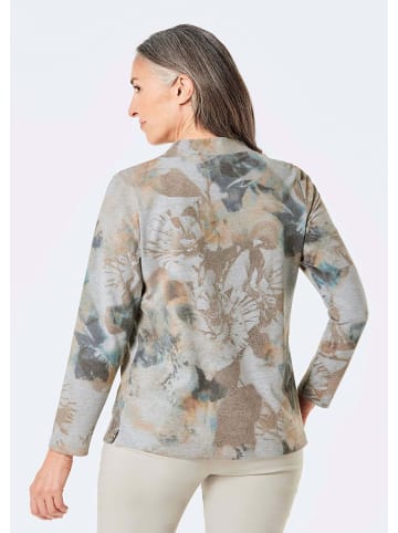 GOLDNER Sweatshirt Elegantes Langarmshirt mit Foliendruck in grau / melange