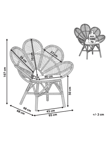 Beliani Sessel FLORENTINE in Braun/Beige - (W) 95 x (H) 107 x (L) 68 cm