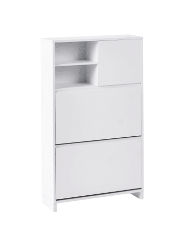 Beliani Schuhschrank COBAR in Weiß - (W) 70 x (H) 118 x (L) 24 cm