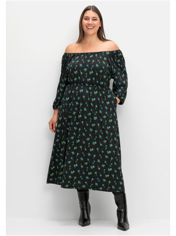 sheego Jerseykleid in schwarz gemustert