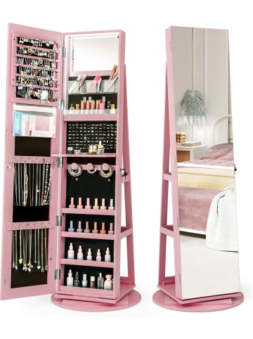 COSTWAY Schmuckschrank 3 in 1 drehbar in Rosa