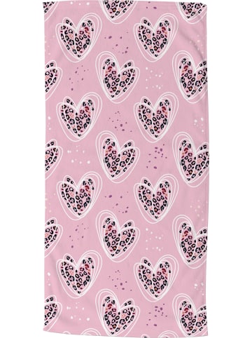 Good Morning Velours-Frottier Strandtuch in pink