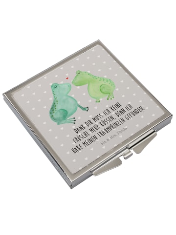 Mr. & Mrs. Panda Schminkspiegel Frosch Liebe mit Spruch in Grau Pastell