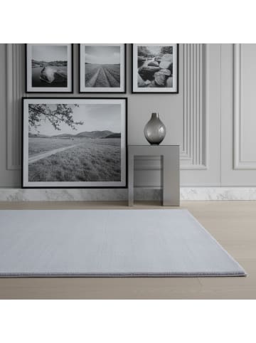 KADIMA DESIGN Teppich Kurzflor Waschbar Einfarbig NECKAR Strapazierfähig OEKO-TEX in Silber