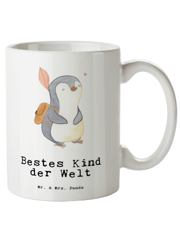 Mr. & Mrs. Panda Kaffeebecher Pinguin Bestes Kind der Welt mit S... in Weiß