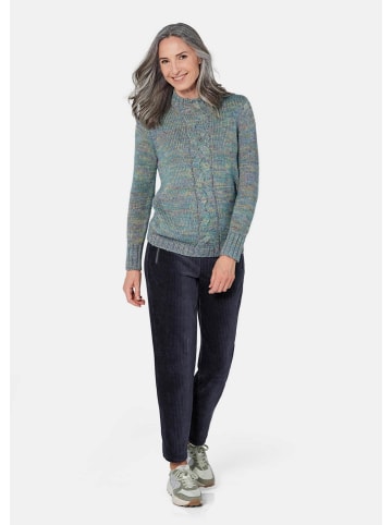 GOLDNER Strickpullover Hüftlanger Langarm Pullover, Zopfstrick in bunt / gemustert