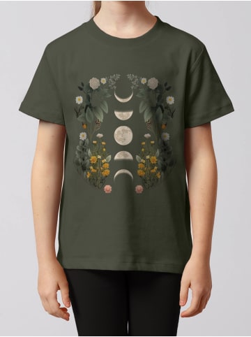 wat? Apparel T-Shirt Moonphases & Flowers in Khaki