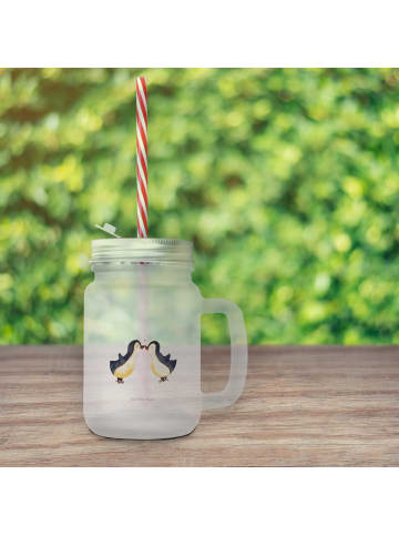 Mr. & Mrs. Panda Limonadenglas Pinguin Liebe ohne Spruch in Transparent