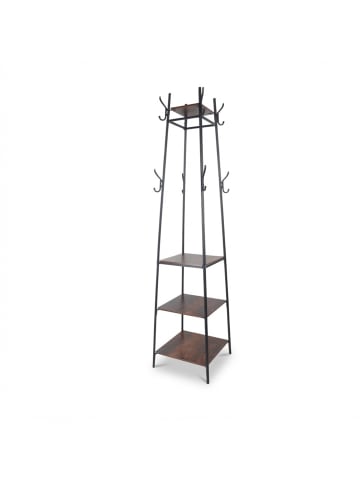 relaxdays Garderobenständer in Schwarz/ Dunkelbraun - (B)43 x (H)180 x (T)43 cm