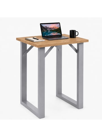 VCM Holz Bartisch Stehtisch Tisch Tresen Xona 80x50 cm in Silber / Honig-Eiche