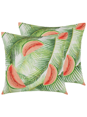 Beliani 2er-Set Gartenkissen LOVOLETO in Bunt/Grün/Rot