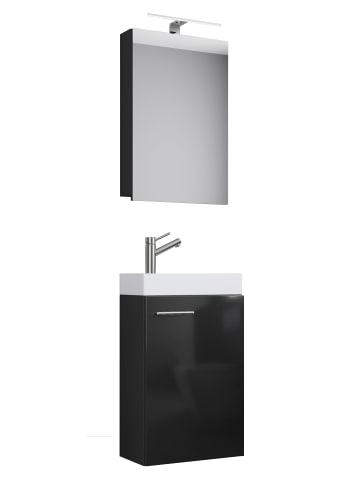 VCM  3-tlg Gäste WC Waschplatz Waschtisch Slito Schrank in Schwarz
