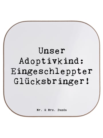 Mr. & Mrs. Panda Untersetzer Adoptivkind Glücksbringer mit Spruch in Weiß