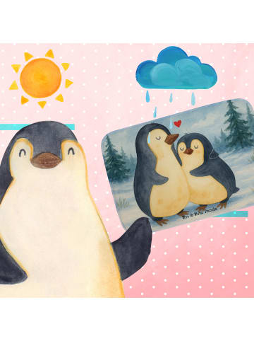 Mr. & Mrs. Panda Badteppich Pinguin umarmen Design ohne Spruch in Weiß