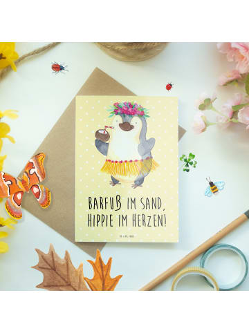 Mr. & Mrs. Panda jubiläumskarte Sommer Hippie mit Spruch in Gelb Pastell