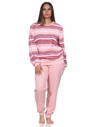NORMANN Frottee Schlafanzug Bündchen Streifen - 81761 in rosa