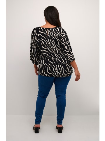 KAFFE curve Langarm-Bluse KCami in Black / Antique Zebra Print