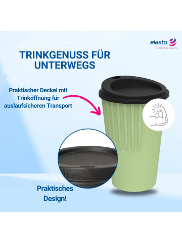 elasto Riffel-Kaffeebecher "ToGo" in geselliges grün/schwarz - 300 ml