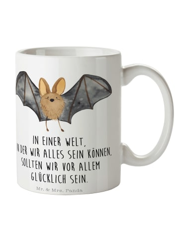 Mr. & Mrs. Panda Becher Fledermaus Flügel mit Spruch in Weiß