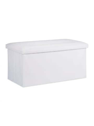 relaxdays Sitzbank in Weiß - (B)76,5 x (H)37,5 x (T)38,5 cm