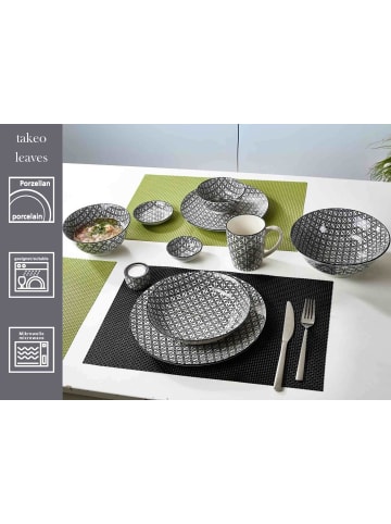 Ritzenhoff & Breker 12er Set Teller-Set Takeo Leaves in schwarz-weiß