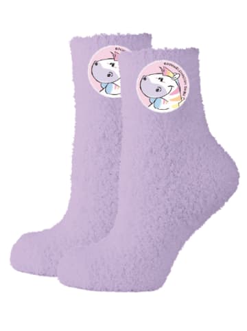 Pummeleinhorn 2er Pack Pummel und Friends Kuschelsocken Zebrasus warme  Winter in lila/schwarz