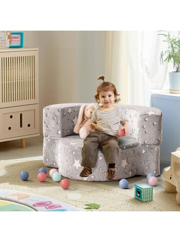 COSTWAY 2 in 1 Kindersofa rund in Grau