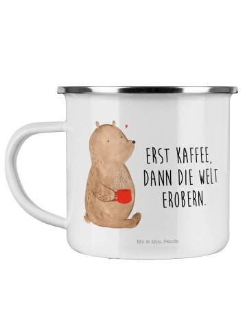 Mr. & Mrs. Panda Emaillebecher Bär Kaffee mit Spruch in Weiß