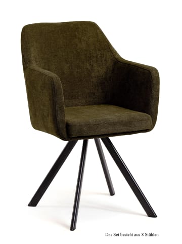 58 aufm Kessel ARMLEHNSTUHL (8er-Set) Debee 57x87x60 Schwarz/Khaki