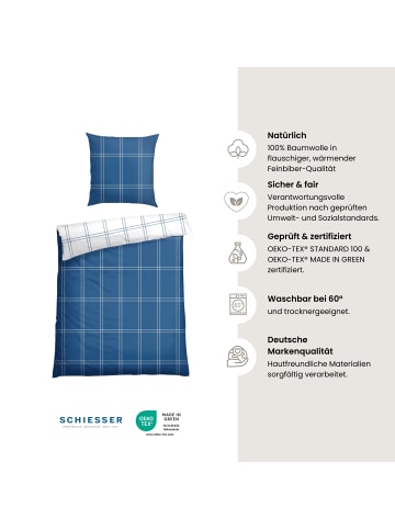 Schiesser Feinbiber-Bettwäscheset Ellis in Blau