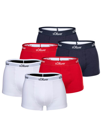 S. Oliver Boxershort 6er Pack in Rot/Marine/Weiß